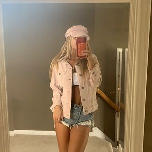 h&m blush jean jacket